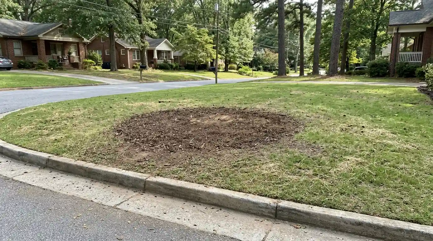 Clean yard after a tree removal