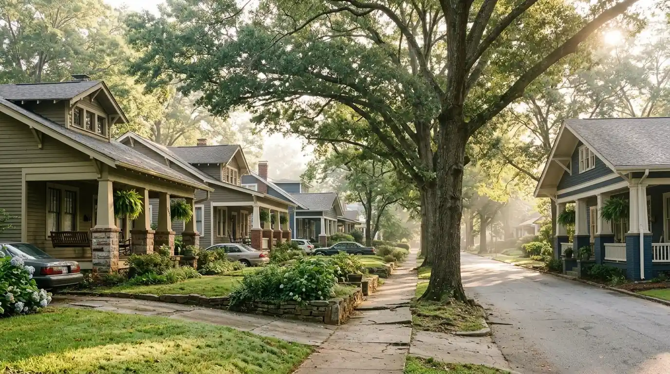 Tree-lined intown Atlanta street