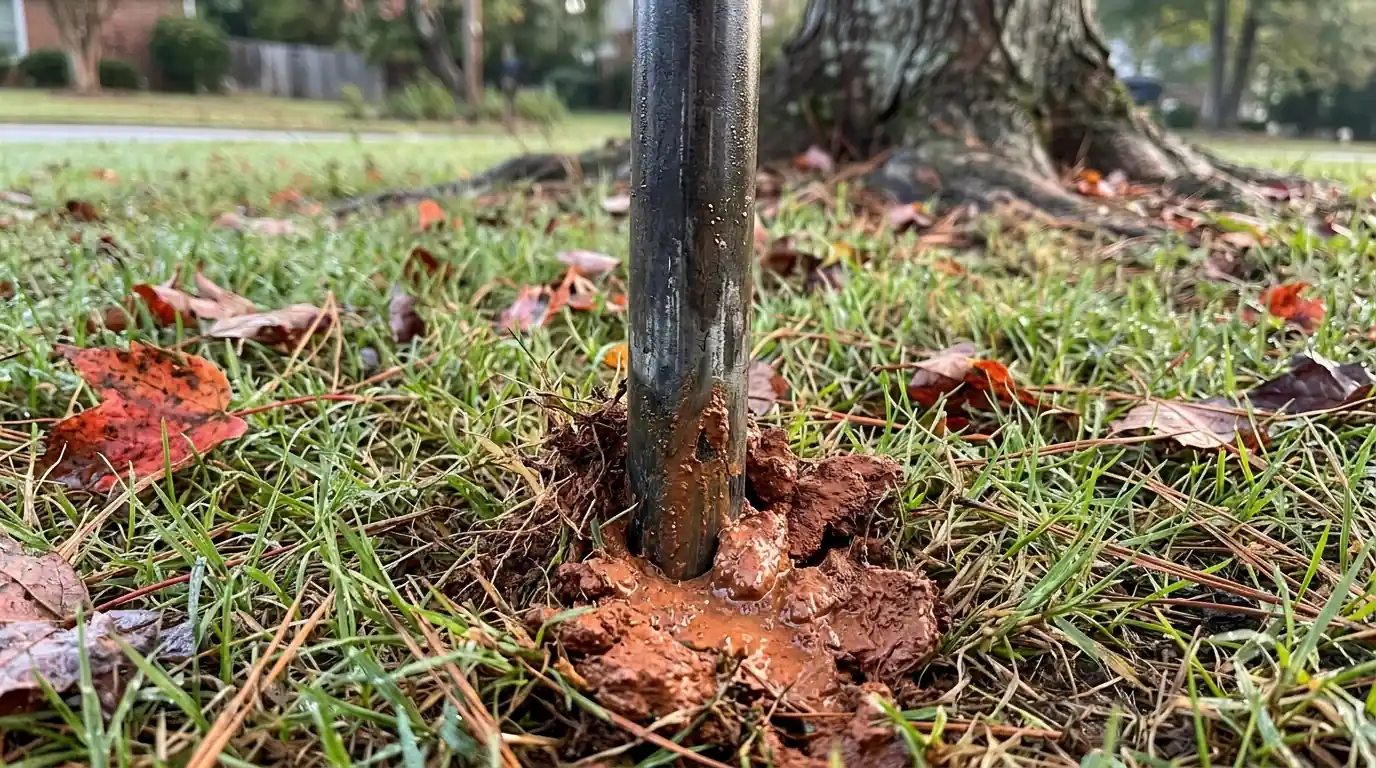 Injection probe in the root zone under a maple